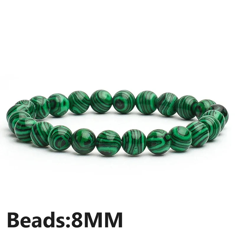 Natural Malachite Bracelet &ndash; Healing Properties for Diabetes Relief 8MM
