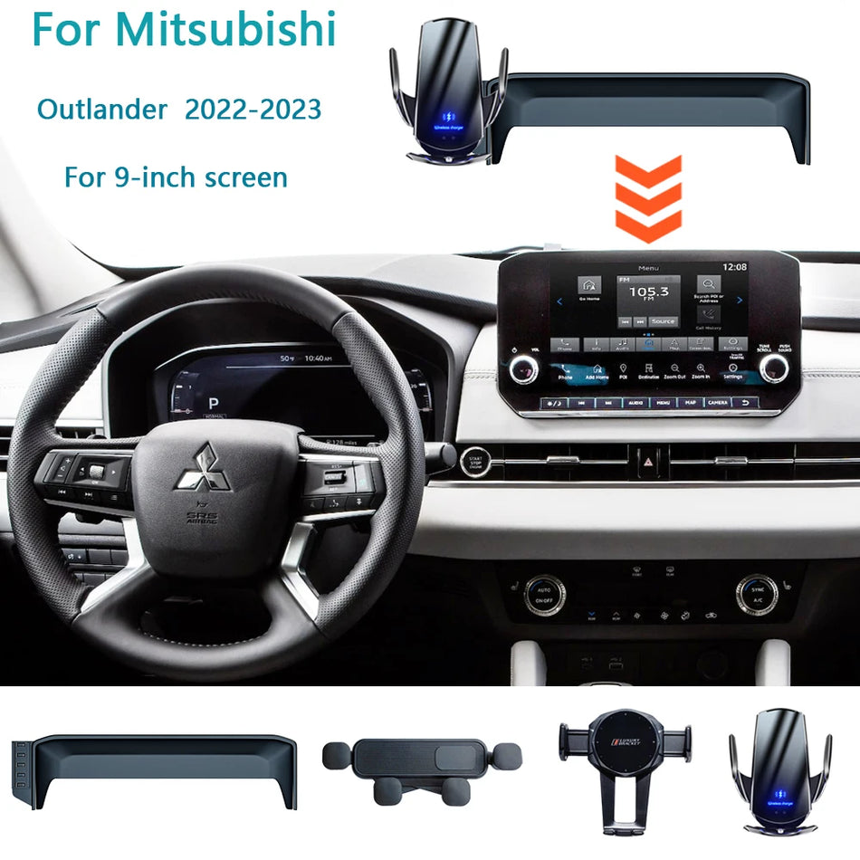 Wireless Charging Phone Holder for Mitsubishi Outlander 2022 2023