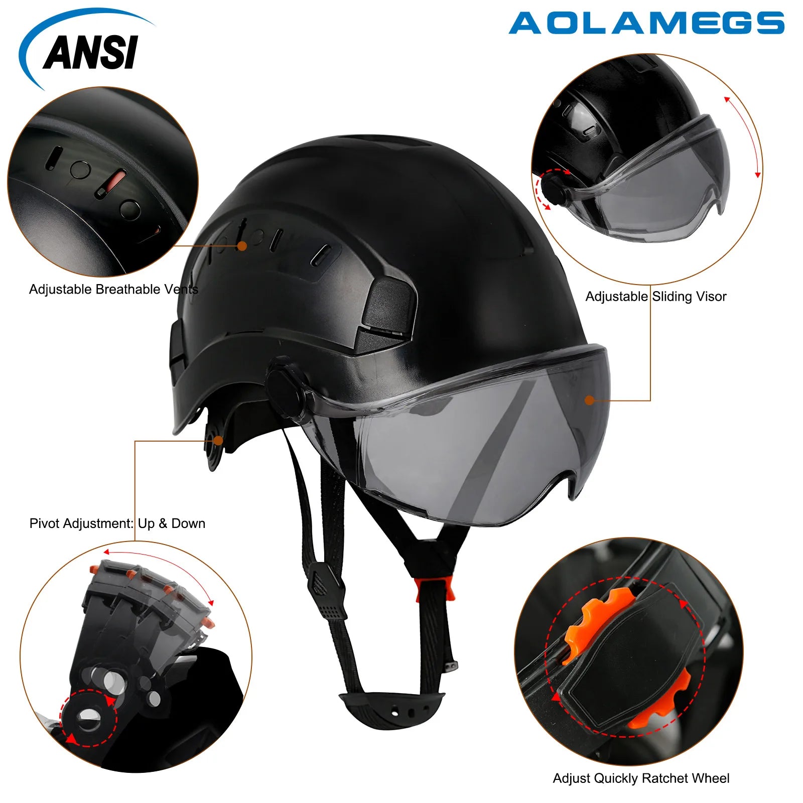 Aolamegs SF06 Safety Helmet With Goggles &ndash; Comfortable