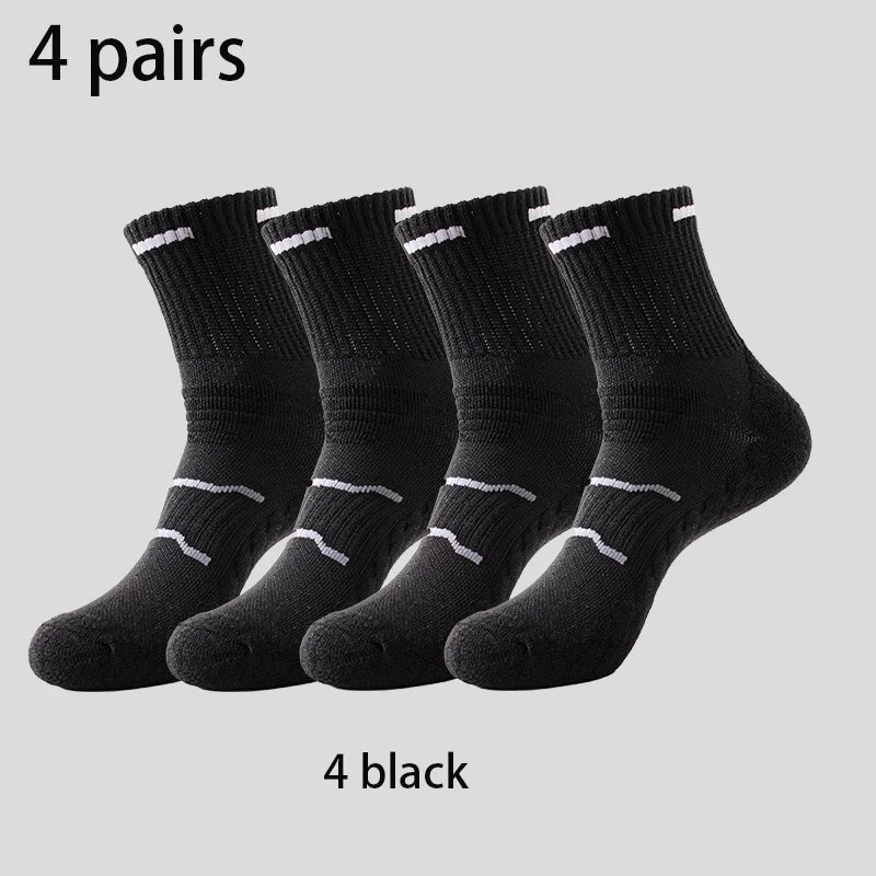 4 Pairs Pro Performance Sport Socks - Breathable Cushioned 4 black Ankle / One Size