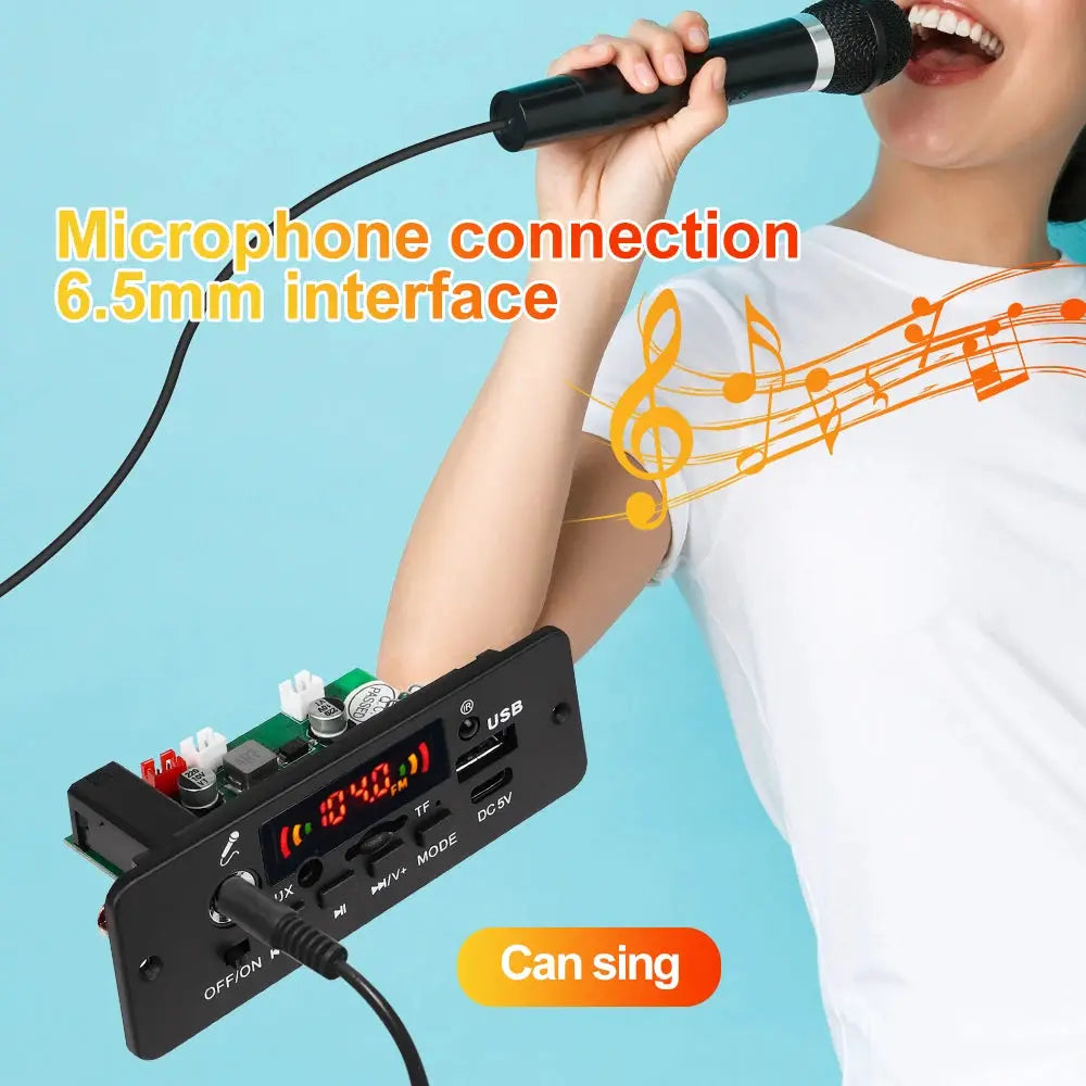 Bluetooth 5.0 MP3 Decoder Board DC 5V 10W Amplifier MP3 Player Car FM Radio Module Microphone TF USB Handsfree Call Record by InterCyprus Trading Ltd