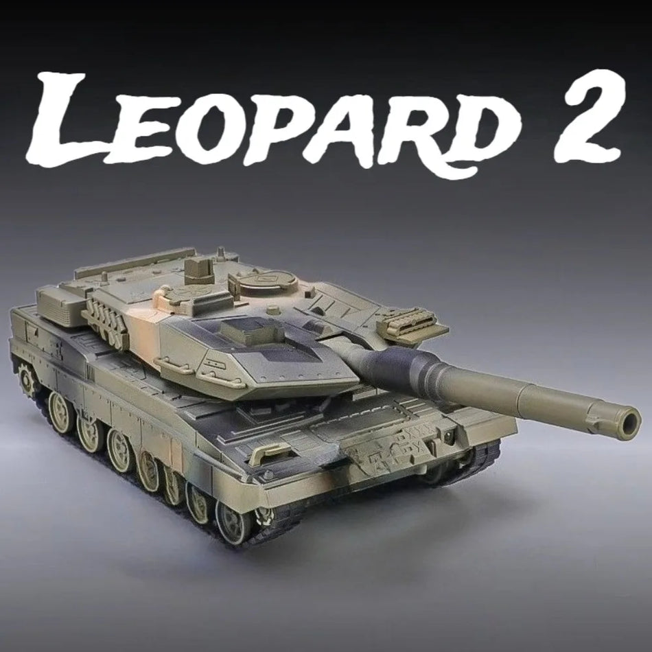Model de jucărie din metal Leopard 2 Tank de luptă cu sunet și lumină 1:36