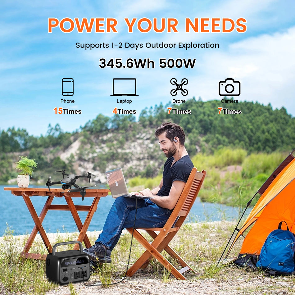 CTOLITY AP400 Solar Generator Portable 346Wh 500W UPS LiFePO4 Battery
