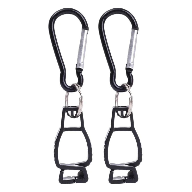 Glove Clip Hanger - Aluminium Alloy Safety Holder for Work Gloves Black - 2pcs
