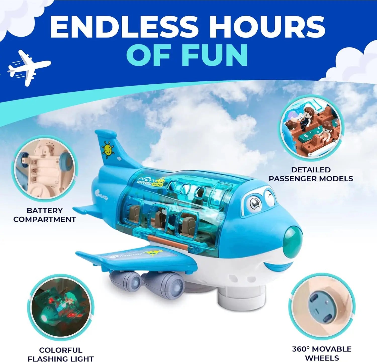 360 Degree Rotating Airplane Model &ndash; Interactive Light and Music Action