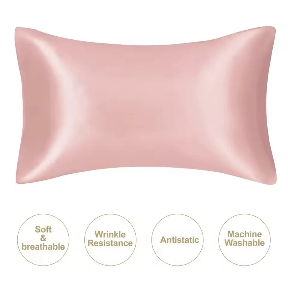 Kuup Silky Satin Pillowcase &ndash; Luxurious Comfort for Healthy Hair 1PC Cherry Pink / Standard50X66CM