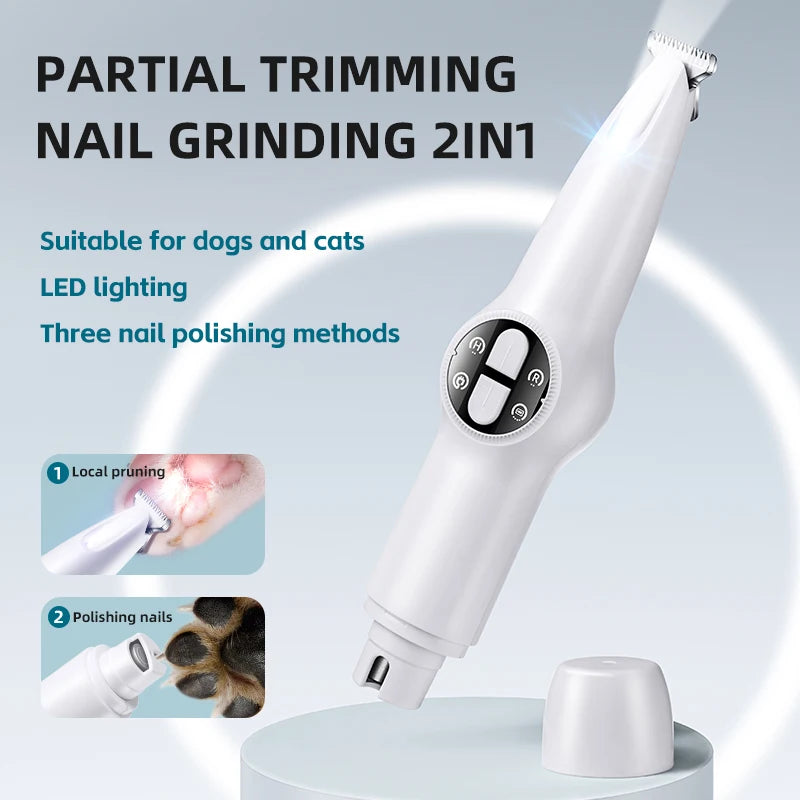 Quiet 2 In 1 Electric Dog Nail Grinder And Cat Hair Trimmer