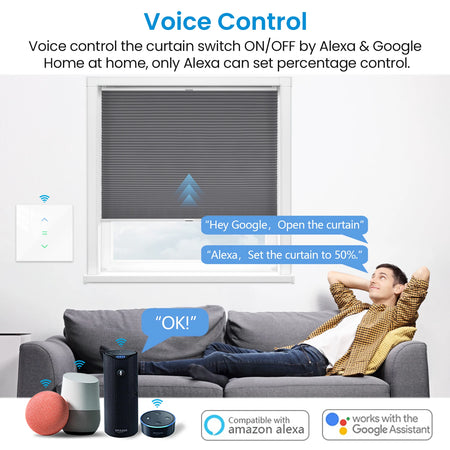 LoraTap Smart Roller Shutter Switch with Voice Control for Automatic Curtains