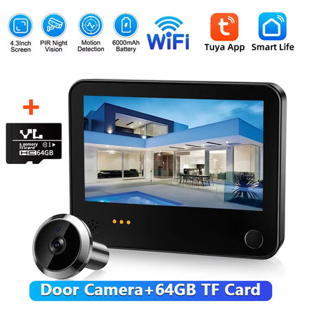 Awapow Tuya WiFi Door Camera &ndash; PIR Motion Detection Door Camera 64G / without Plug