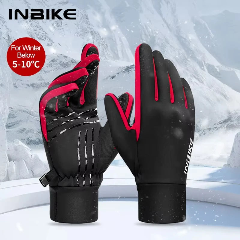 Warm Fleece Cycling Gloves for Men and Women, Waterproof Touchscreen
