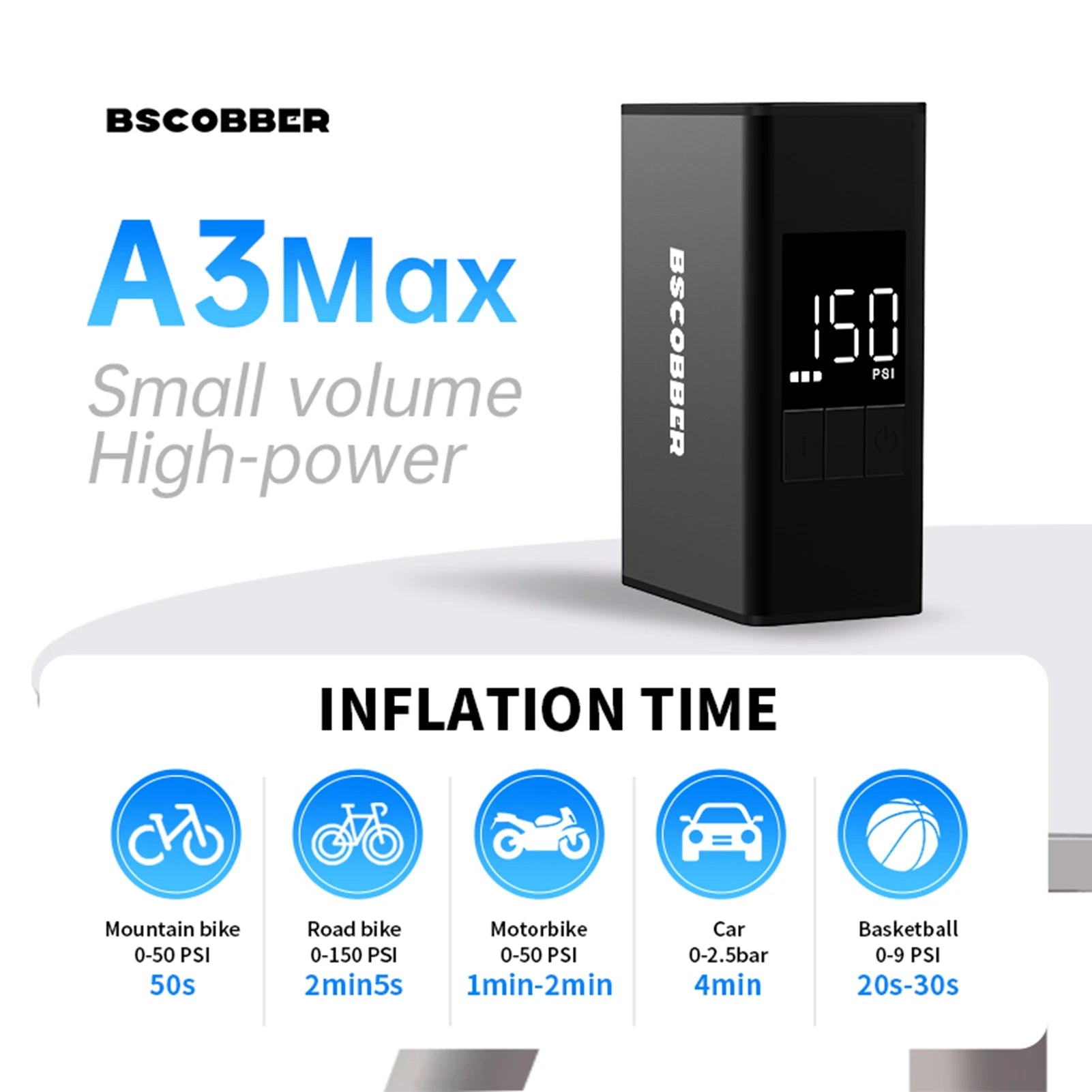 Bike Electric Air Pump 150PSI &ndash; One-Handed Portable Design