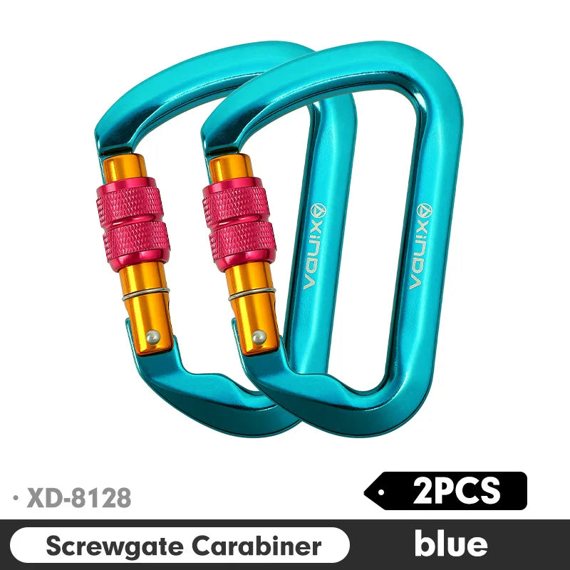 Xinda Outdoor Carabiner &ndash; 30kN Load Capacity Aluminum Alloy Screw Blue 2