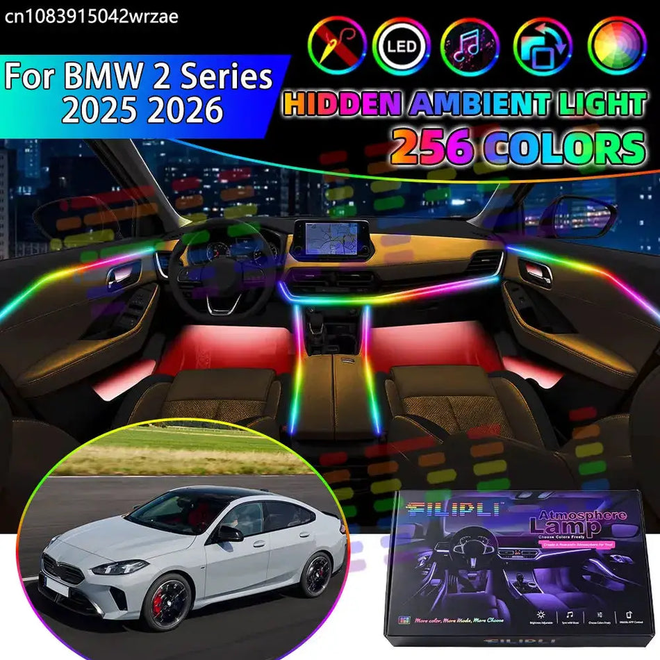 For BMW 2 Series 2025 2026 MK2 F74 F78 RGB Car Interior Ambient Lights Strips Breathing Lighting Kit App Control LED strips Auto by InterCyprus Trading Ltd