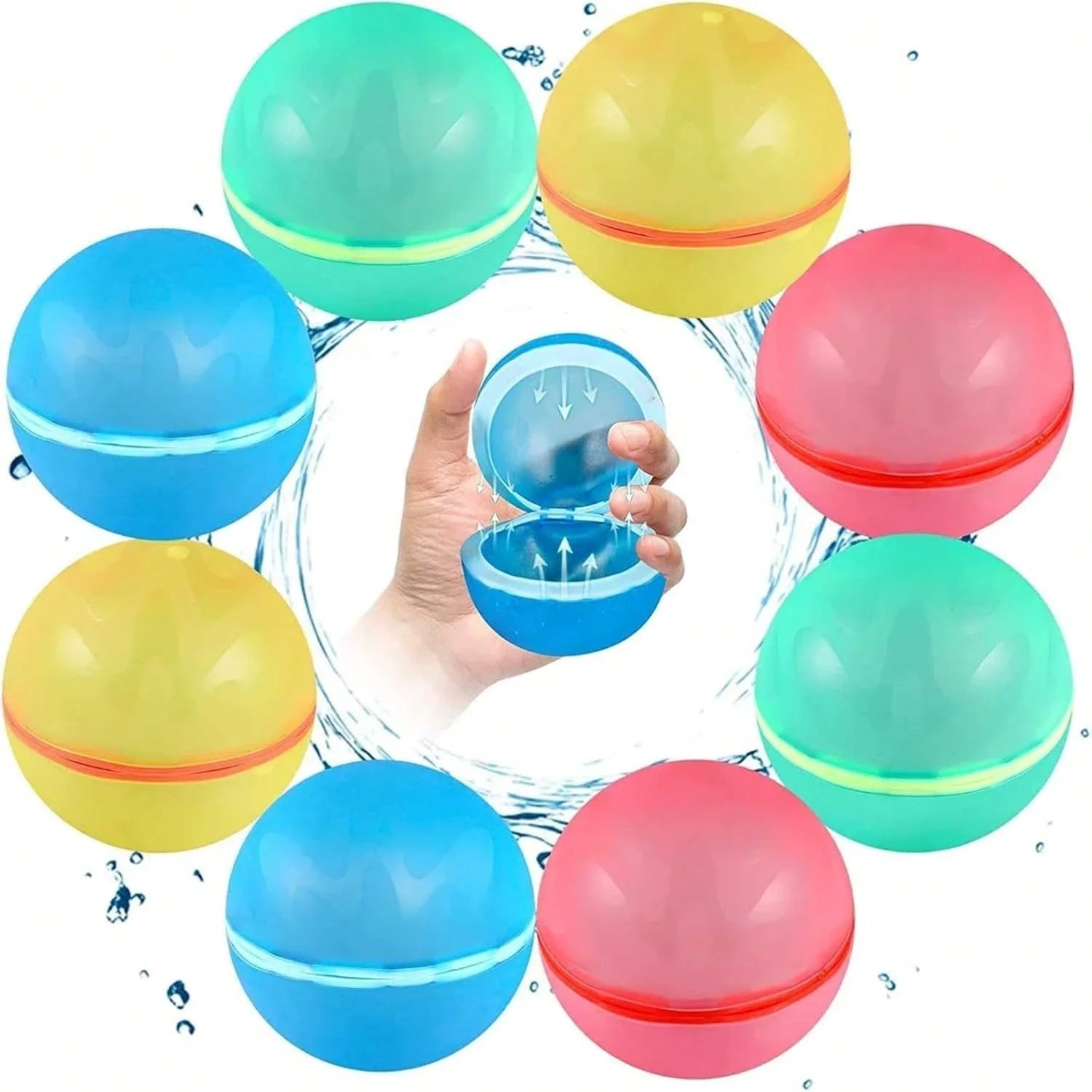 Reusable Silicone Water Balls - Self-Sealing Quick Fill Water Toys for Summer Fun, Beach &amp; Pool Activities (1-12 Pack)