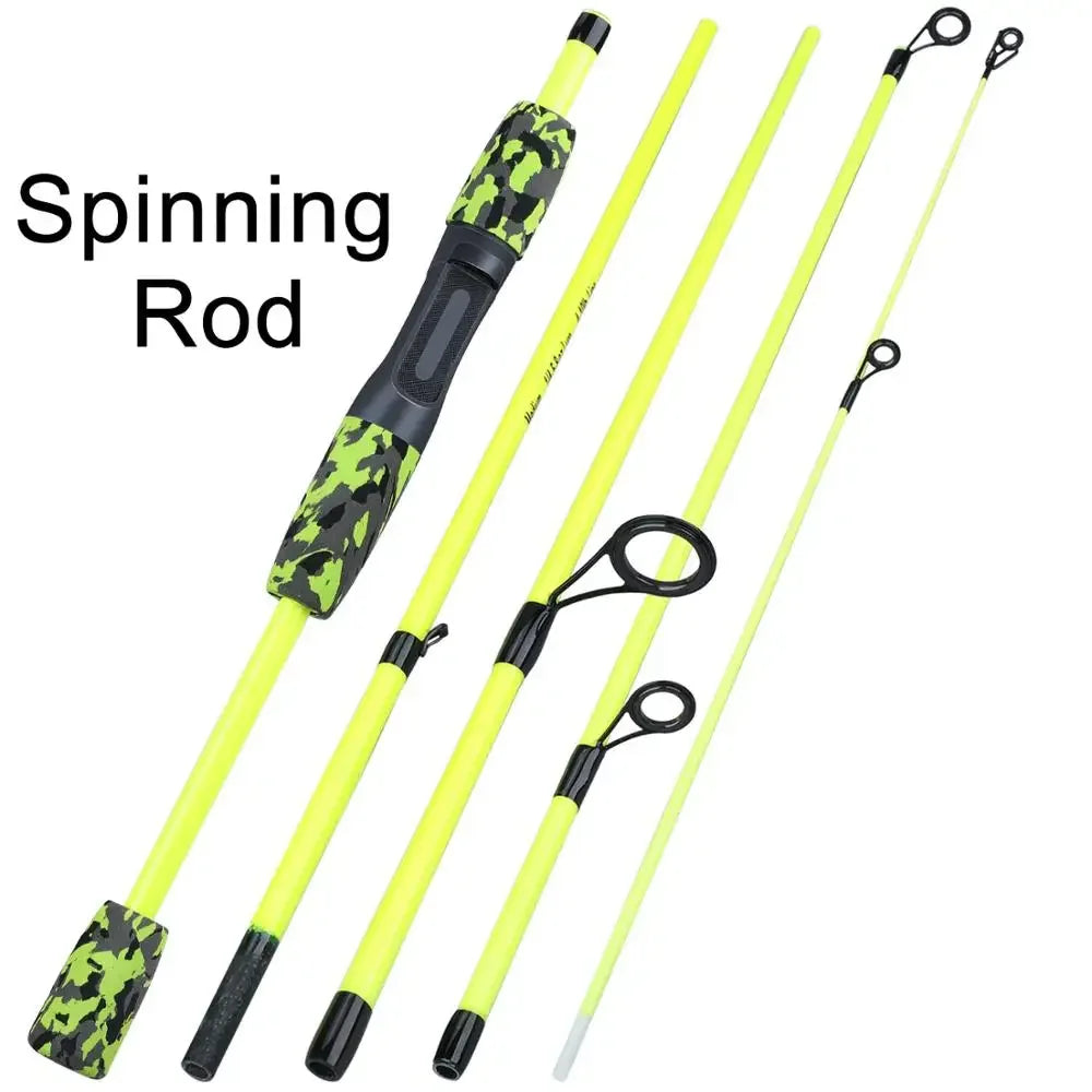 Sougayilang 5 Section Portable Travel Fishing Rod - Ultralight, EVA Handle, Spinning &amp; Casting Yellow Spinning