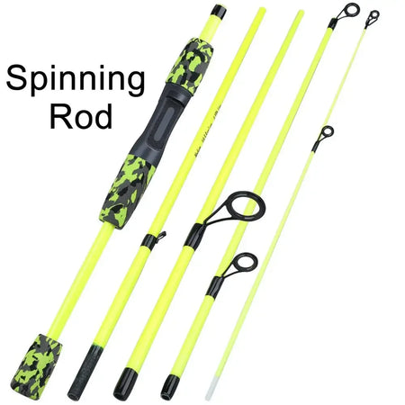 Sougayilang 5 Section Portable Travel Fishing Rod - Ultralight, EVA Handle, Spinning &amp; Casting Yellow Spinning