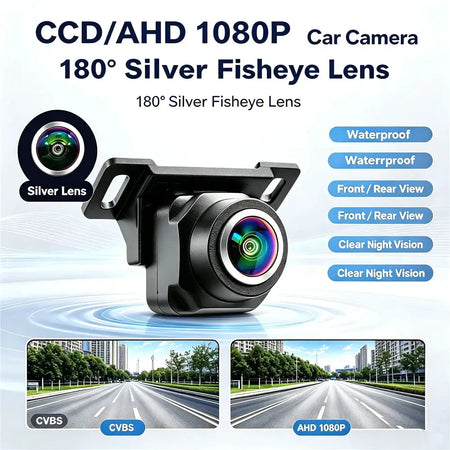 2-in-1 AHD 1080P CVBS Car Reverse Camera 180 Degree Fisheye Waterproof Backup Camera Front Rear View Switchable Parking Camera by InterCyprus Trading Ltd