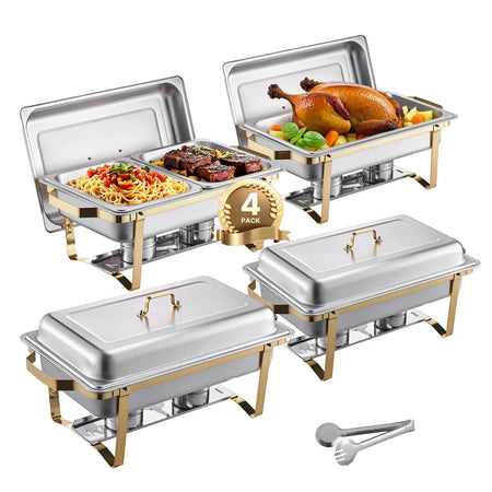 8 Qt Chafing Dish Set 2 Full Size 4 Half Pans
