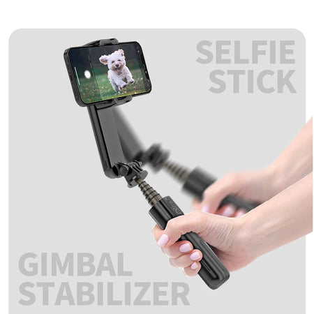 CrownQu Handheld Selfie Stick Gimbal &ndash; Adjustable Stabilization with Fill Light