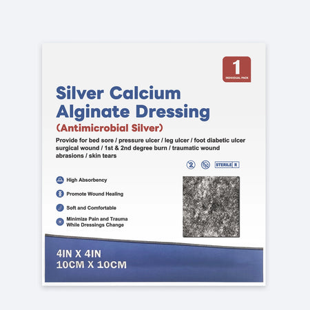 Silver Calcium Alginate Wound Dressing - Sterile Absorbent 4x4in 5pcs