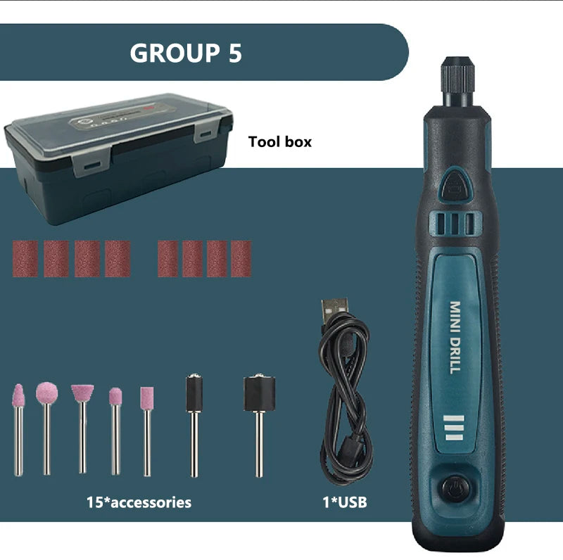 DONUMEH Cordless Mini Electric Engraver and Grinder with 3-Speed Control DOM-001-GROUP5