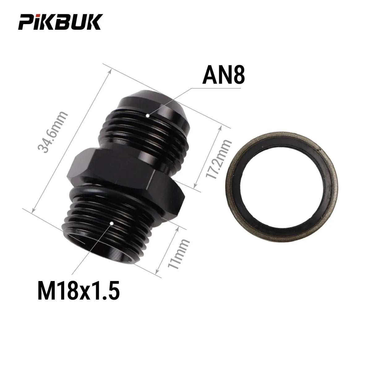 PIKBUK Aluminum AN8 Male to M10x1 M12/14/16/18x1.5 Adapter Flare Fitting Auto Hose Fitting Male Oil Cooler Fitting by InterCyprus Trading Ltd