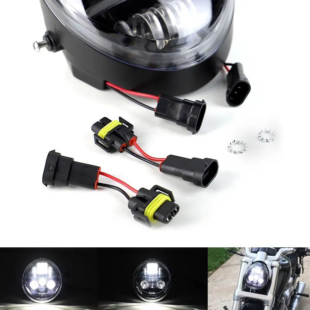 Motorcycle Headlight HI/Low Beam Front LED Light for V Rod VRSCF VRSC VRSCR 2002-2017 by InterCyprus Trading Ltd