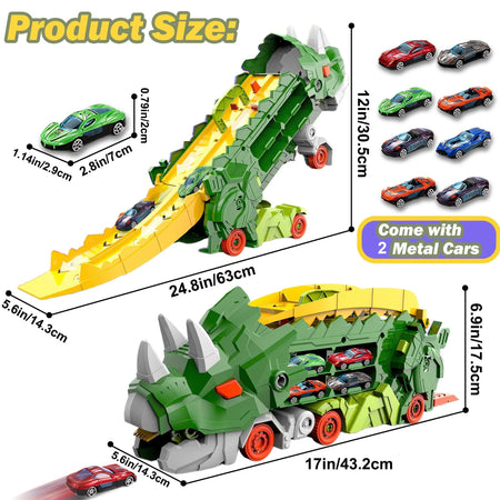 Folding Dinosaur Transporter Car Toys &ndash; Roll Eat and Store Green