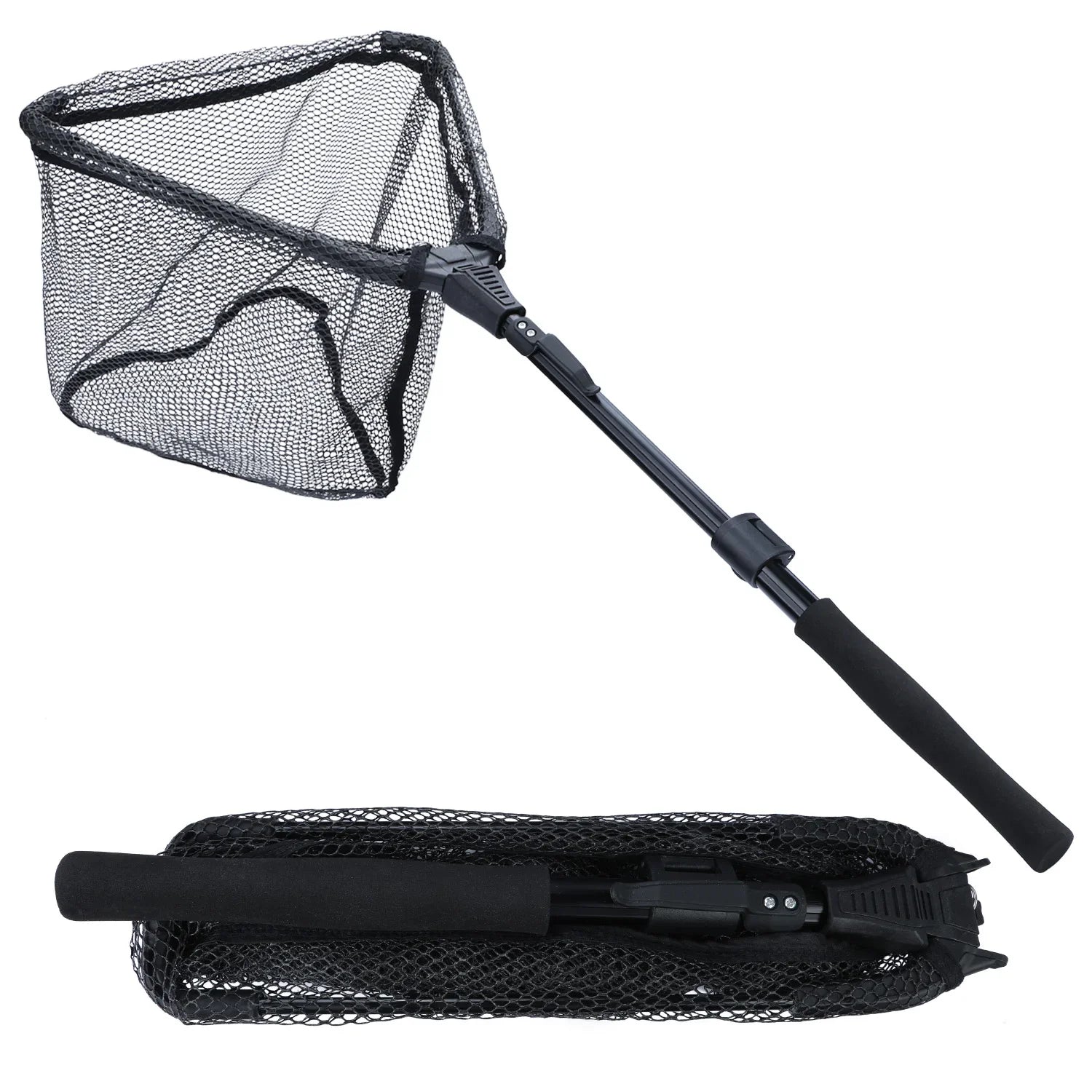 Sougayilang Folding Telescopic Fishing Landing Net - 65-112cm Black 2section 95cm