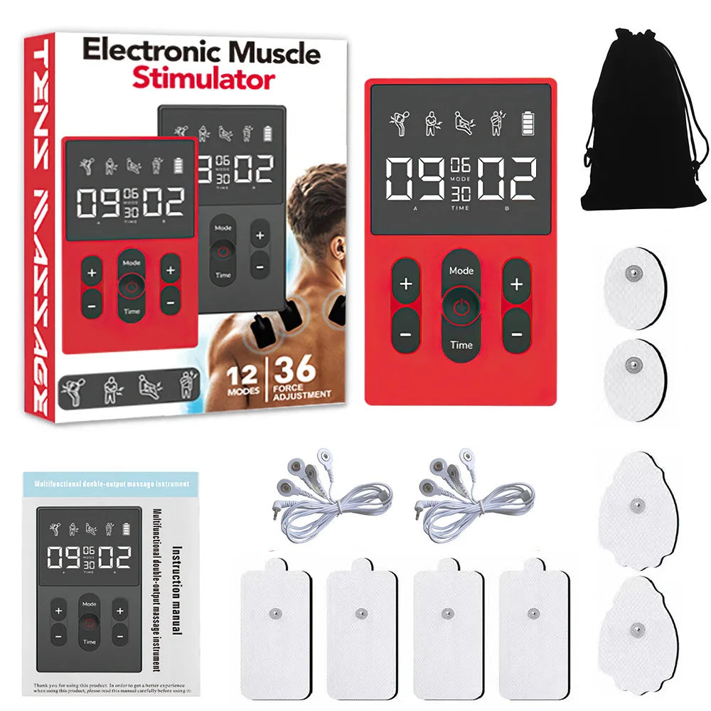 12MTENS &ndash; Portable TENS EMS Massager For Home Use Daily Red