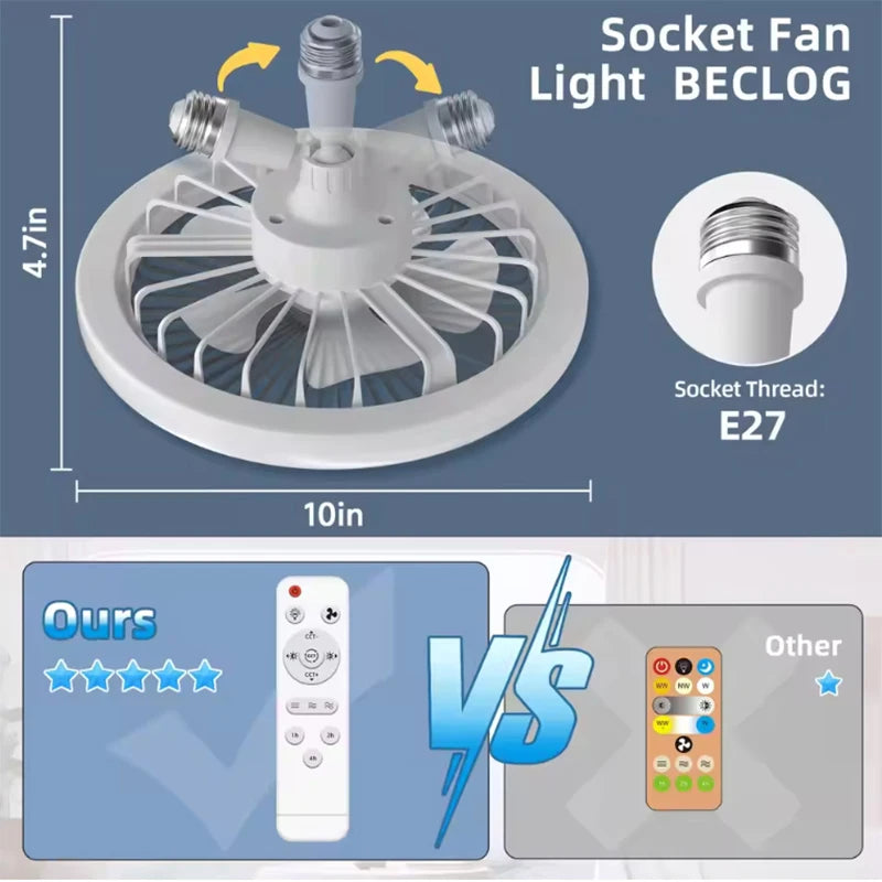 Rotatable 3in1 Ceiling Fan Light E27 LED &ndash; Remote Controlled