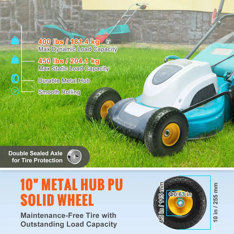 2-Pack Solid PU Run-Flat Tire Wheel 10In &ndash; Tubeless