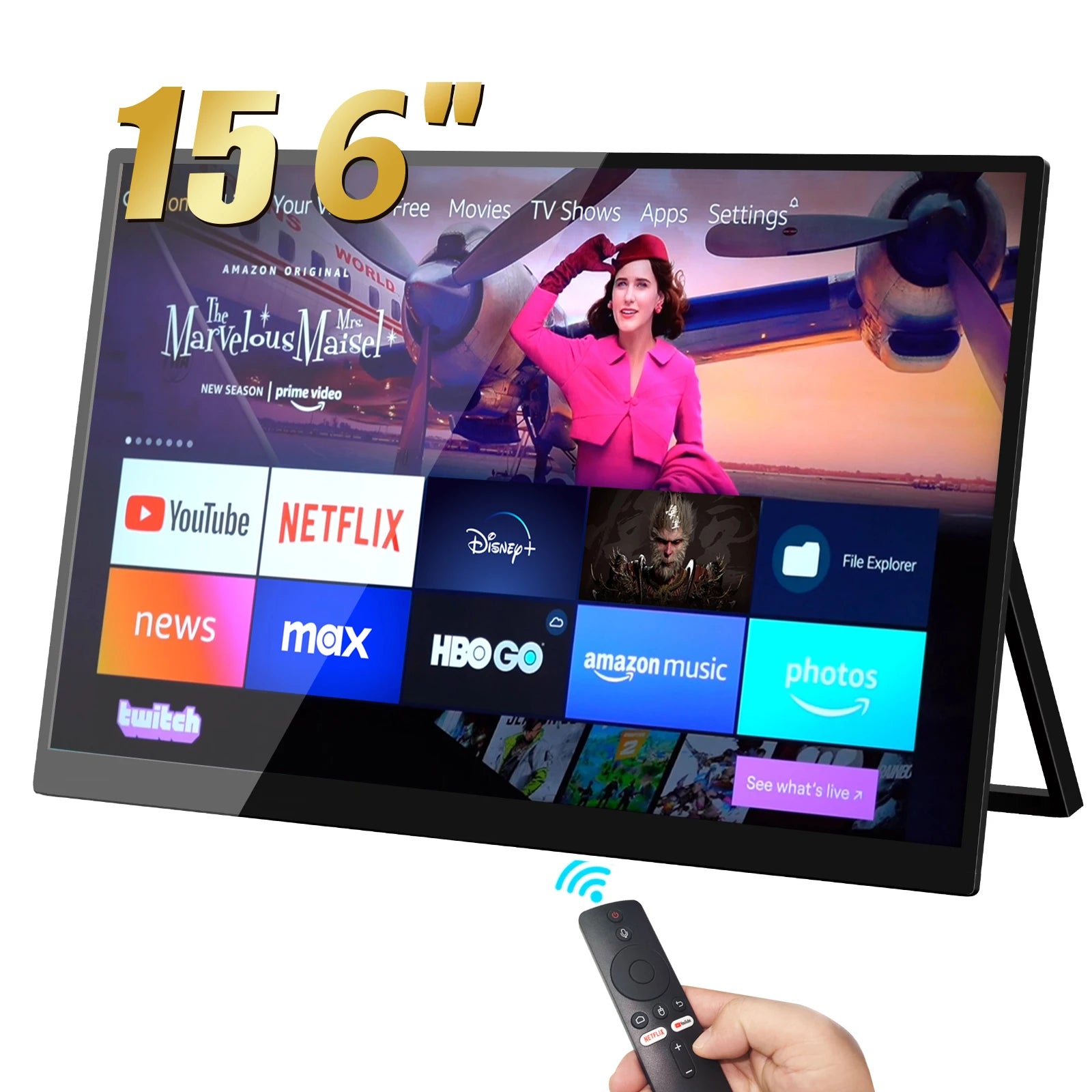 Bimawen 15.6" Portable Monitor with Google TV, 60Hz, HDR400, 3ms Response, USB-C, HDMI for Gaming &amp; More 15.6inch 60Hz