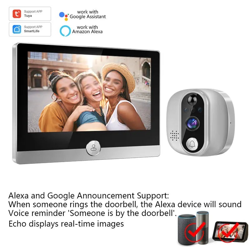 Tuya Smart Video Doorbell Camera &ndash; 4.3-Inch Display alexa doorbell