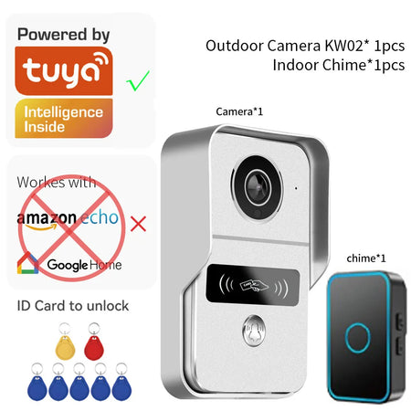 Tuya App 1080P Wifi IP Video Doorbell &ndash; Remote Unlock KW02 basic chime / EU Plug