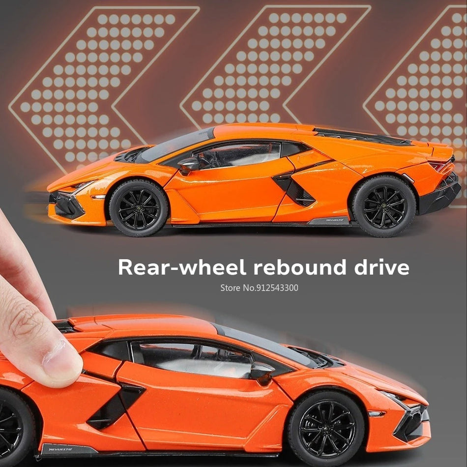1:24 Diecast Revuelto SVJ63 Rotaļlietu auto ar atveramām durvīm, ar atpakaļvilkšanu