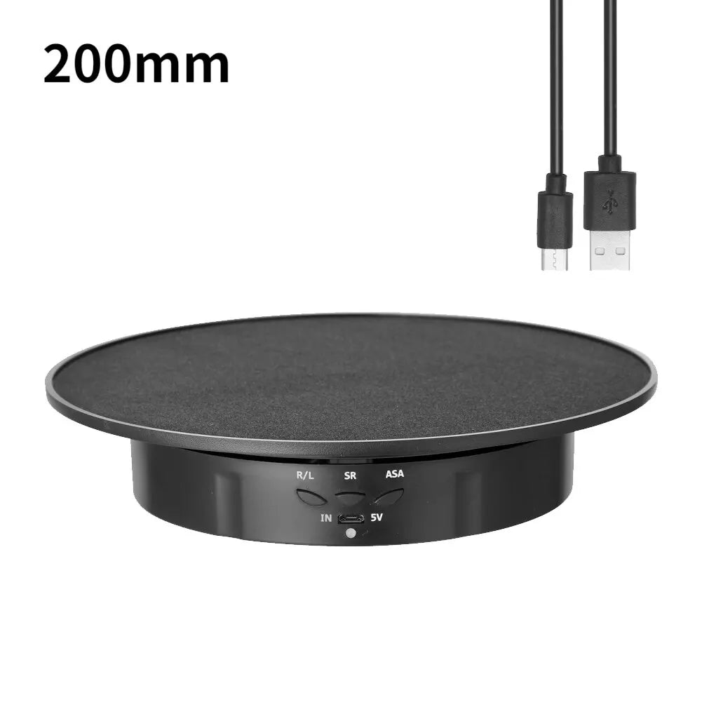 Electric Rotating Display Stand - 3 Speeds, 360&deg; Rotation, USB/Battery Powered black velvet