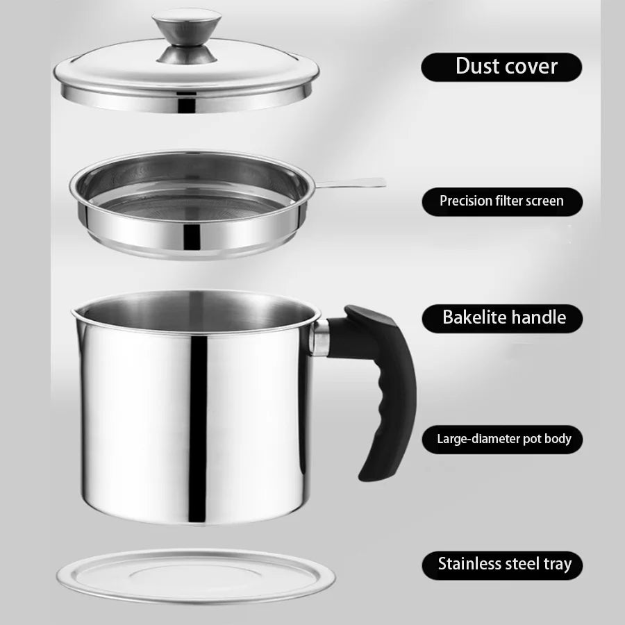 1.4 L Stainless Steel Oil Strainer &ndash; Fine Mesh With Lid