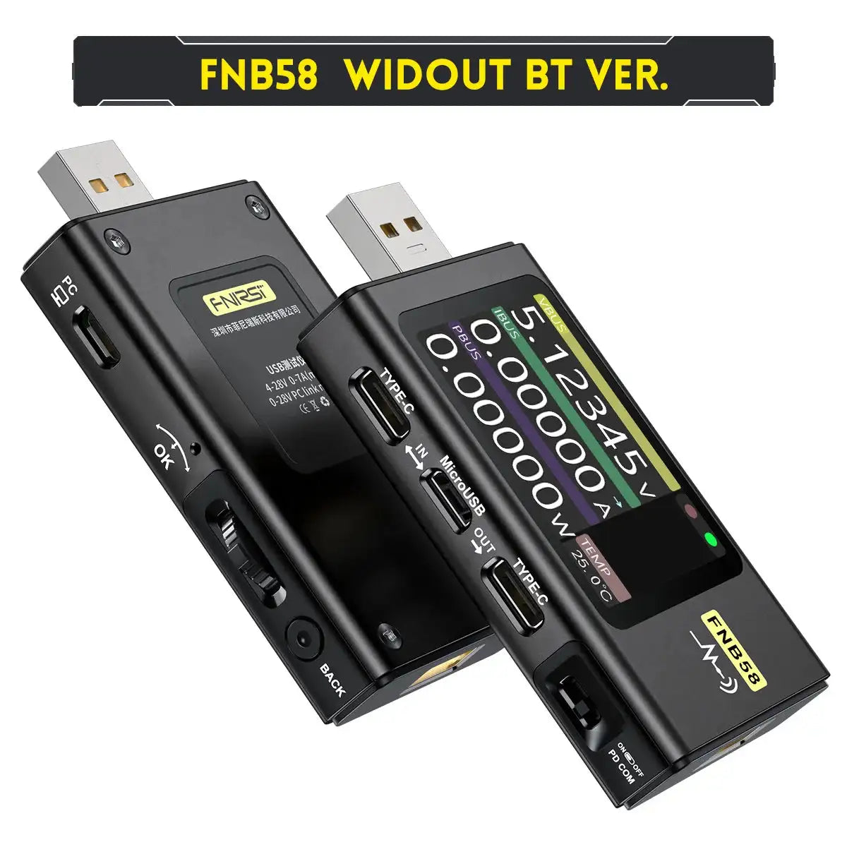 FNIRSI USB Tester Voltmeter Ammeter Type C Fast Charge FNB58