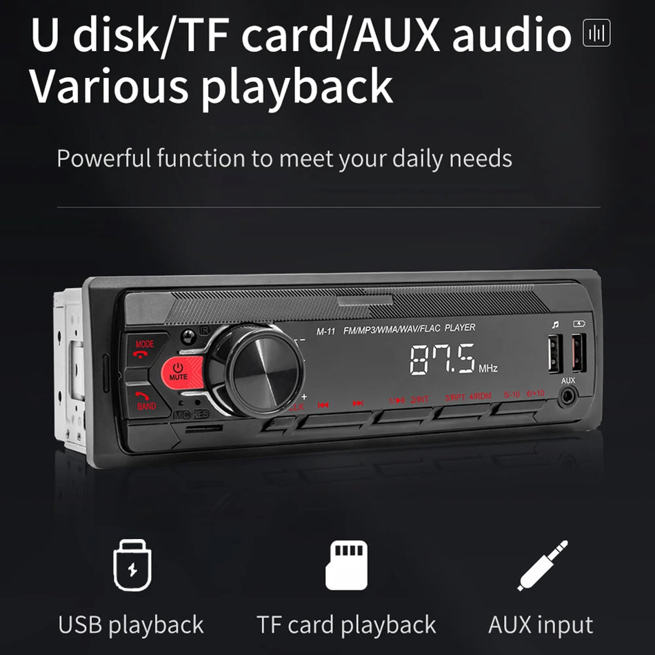 🟠 Universal Car Radio One DIN 12V Bluetooth Autoradio Stereo Mp3 Audio Player στο Dash Aux/FM/USB/BT Υποστήριξη Βοηθός Φωνής Υποστήριξης