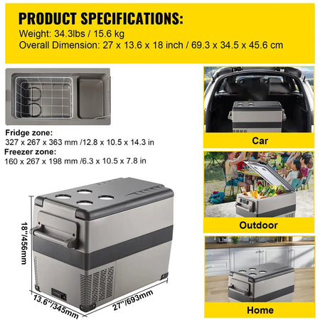 20 To 55L Portable Car Refrigerator 12 24V DC 110 240V AC 45L / france