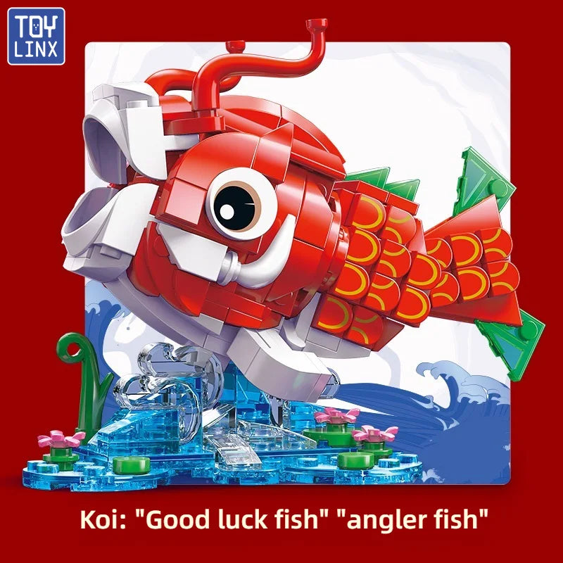 Chinese Style Divine Beast Blocks Lucky Cat Koi Decor