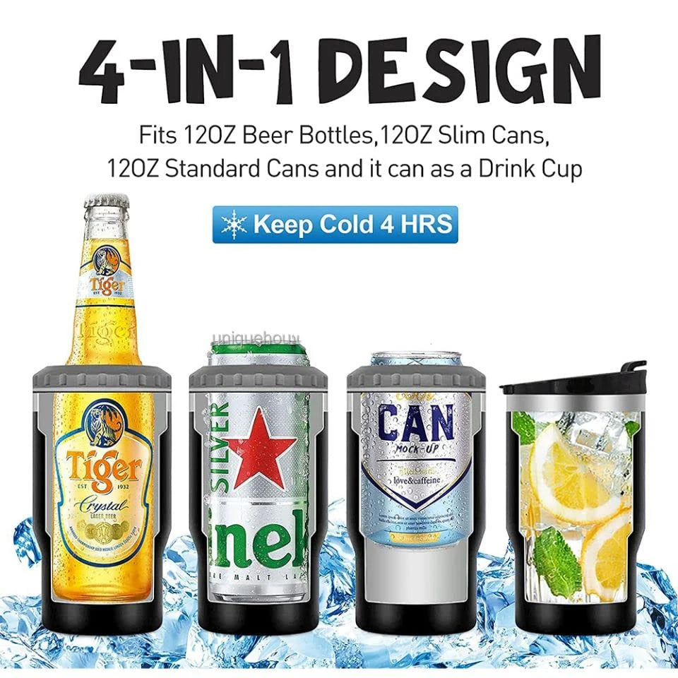 4 in 1 Travel Mug And Can Cooler - Insulated Universal
