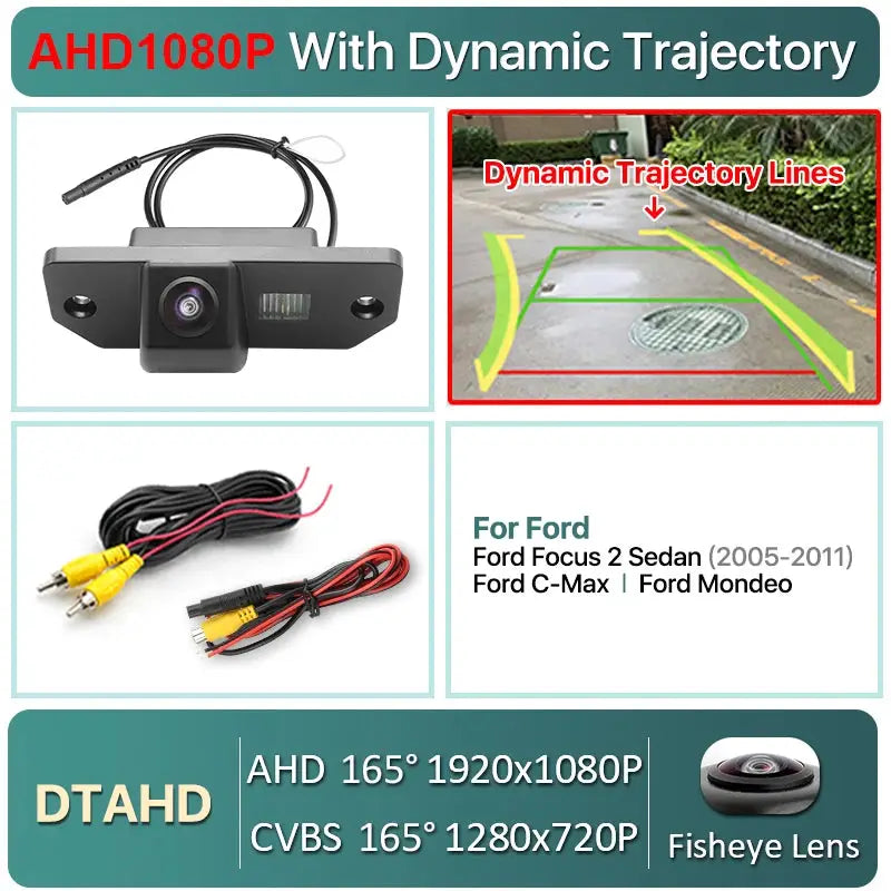 AHD 1080P Dynamic Trajectory Line Car License Plate Light Rear View Camera For Ford Focus 2 Sedan 2005-2011 C-Max by InterCyprus Trading Ltd