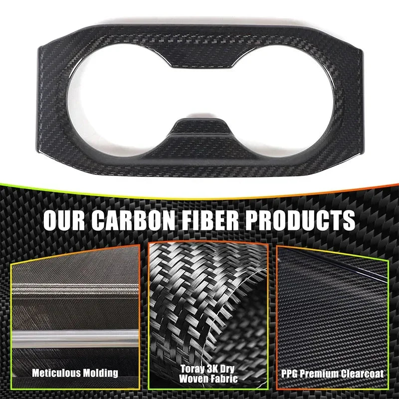 Painel de Suporte para Copos em Fibra de Carbono Real BMW Série 5 G60 2024