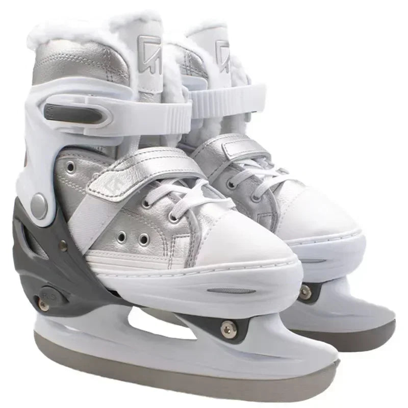 SMVP Adjustable Ice Skates &ndash; Perfect for Beginners and Kids WHITE / 30-33