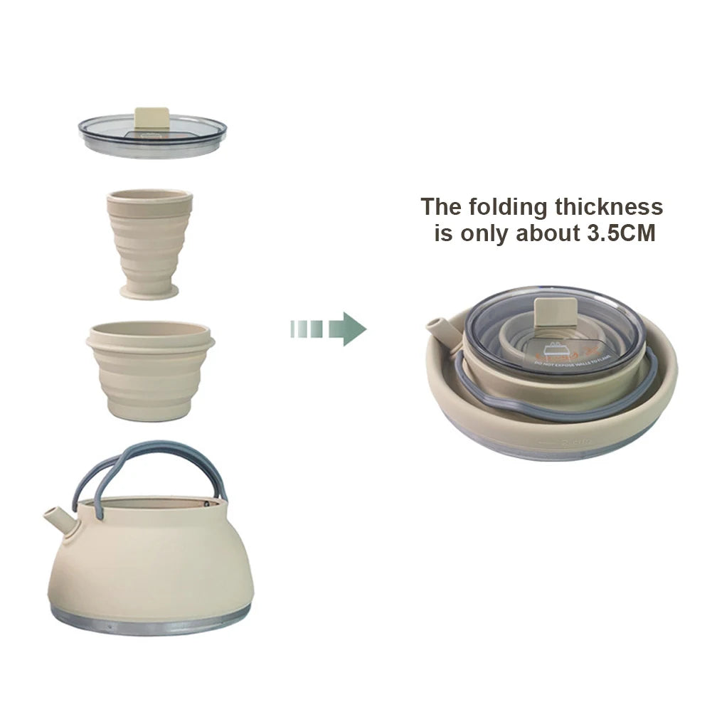 1.5L Outdoor Folding Silicone Kettle - Portable &amp; Collapsible for Travel