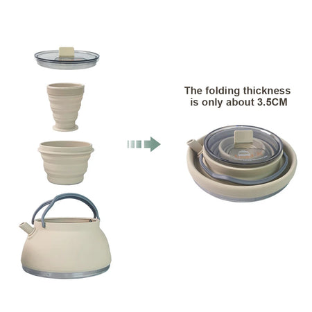 1.5L Outdoor Folding Silicone Kettle - Portable &amp; Collapsible for Travel