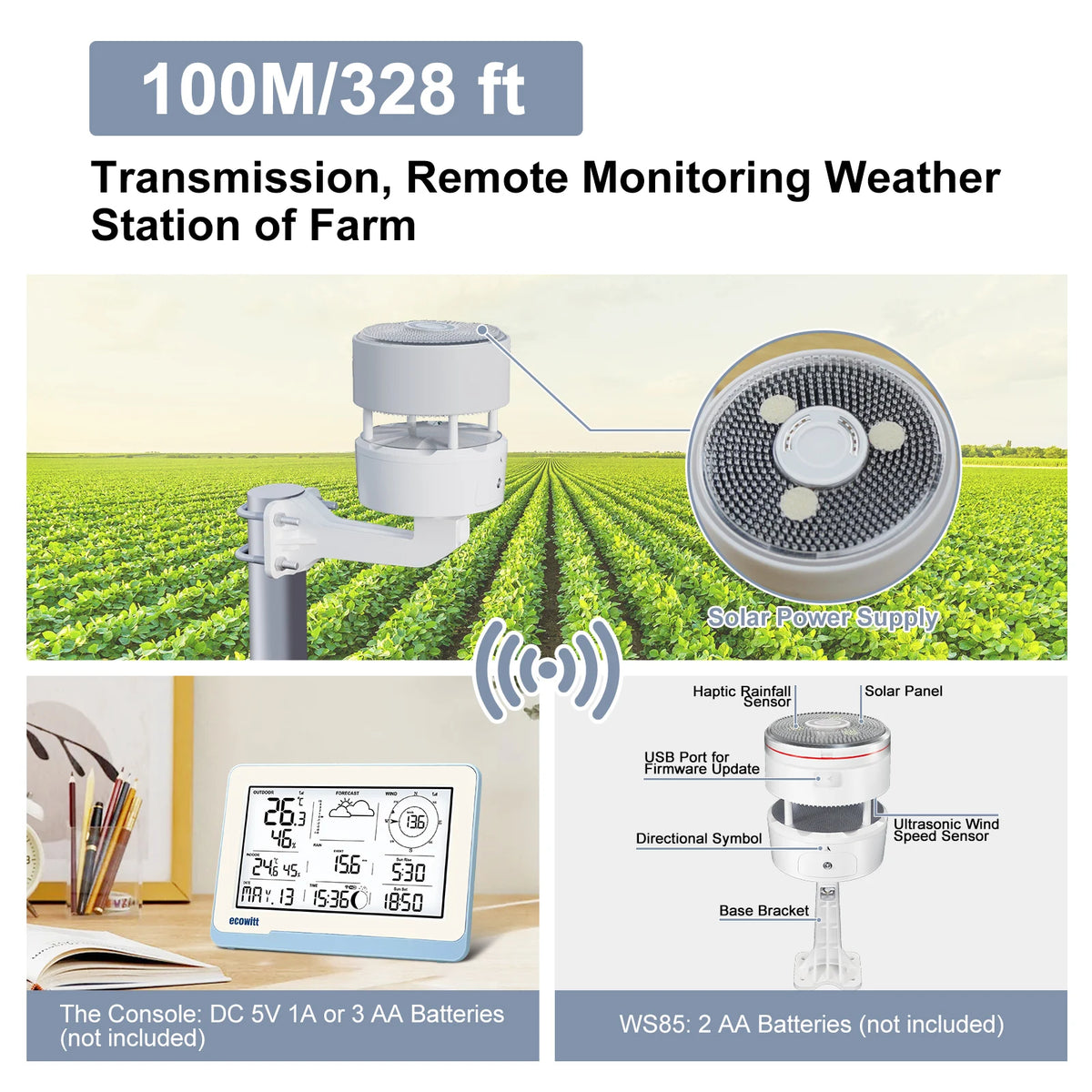 Ecowitt Essense3 Wireless Weather Station with 7.5'' Display - Complete Weather Monitoring System