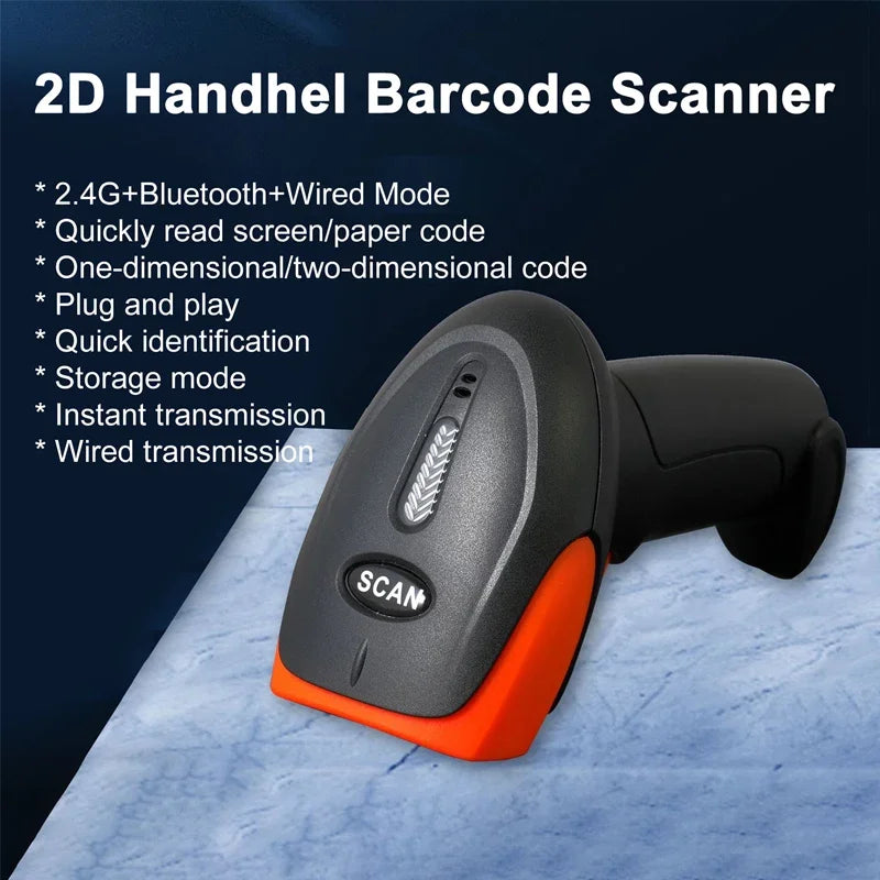 2D Handhel Barcode Scanner With Holder &ndash; Wireless Dual Mode